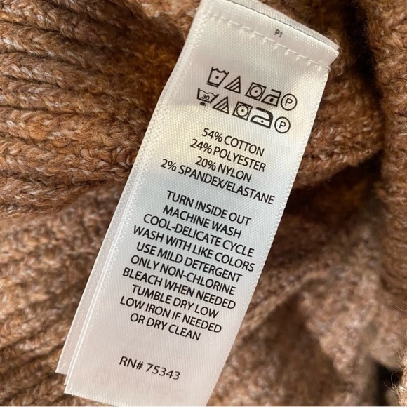 Jessica Simpson Ribbed Neutral Brown Knit Button Turtleneck Sweater NWT - Picture 7 of 7